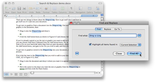 search for a word in a word doc on mac